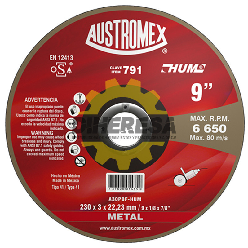 Austromex 791 Disco para corte de metal Austromex 791 Disco para corte de metal