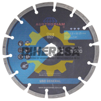 Austromex 807 Disco de diamante azul segmentado Uso General