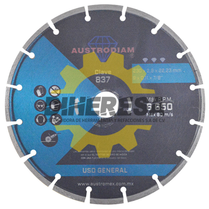 Austromex 837 Disco de diamante azul segmentado Uso General Austromex 837 Disco de diamante azul segmentado Uso General