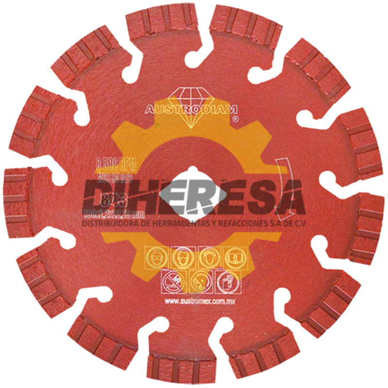 Austromex 843 Disco de diamante rojo segmentado Cantera