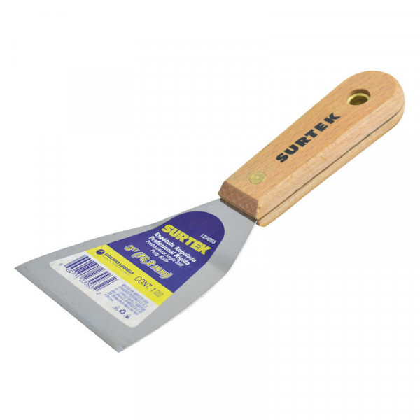 123093 SURTEK Espátula rígida mango de madera 3" Surtek | DIHERESA