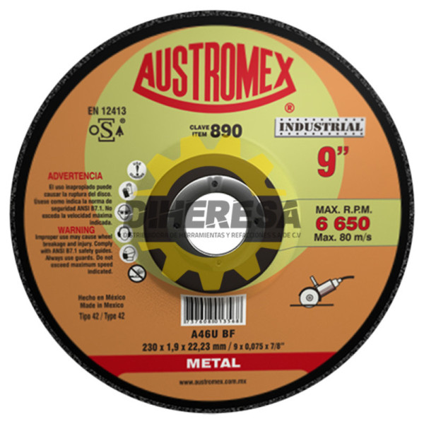 Austromex 890 Disco con centro deprimido para corte de metal