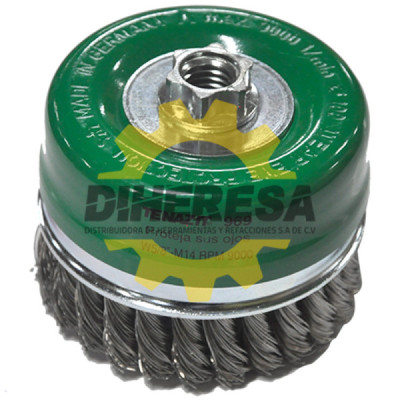 Austromex 969 Cepillo tipo copa de Alambre inoxidable trenzado