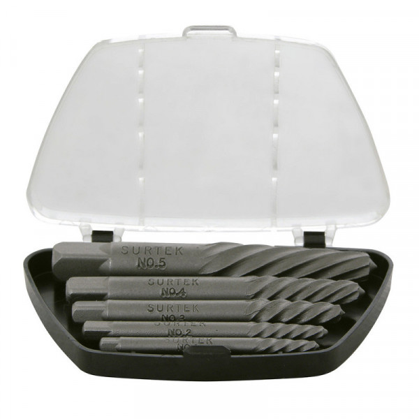 107040 SURTEK Juego de extractor"cola de cochino" para tornillos 5 piezas Surtek | DIHERESA