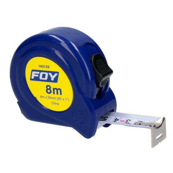 142122 FOY Flexómetro 8m x 1" azul Foy | DIHERESA