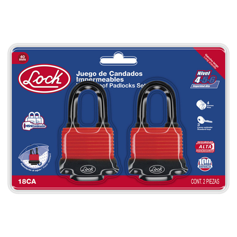 18CA LOCK Juego 2 candados impermeables cortos 40mm Lock | DIHERESA 18CA LOCK Juego 2 candados impermeables cortos 40mm Lock | DIHERESA