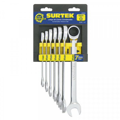 100569 SURTEK Jgo 7llaves comb matraca metr