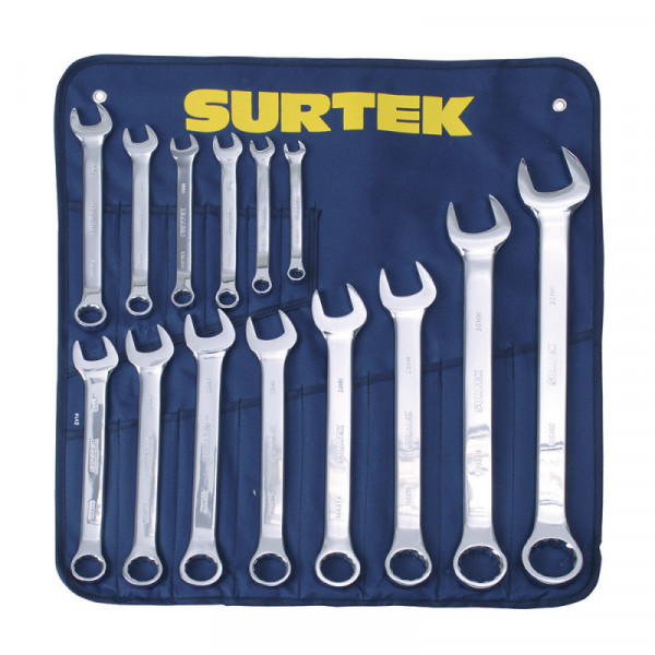 100561 SURTEK Juego de 14 llaves combinadas pulido 12 puntas en pulgadas Surtek | DIHERESA