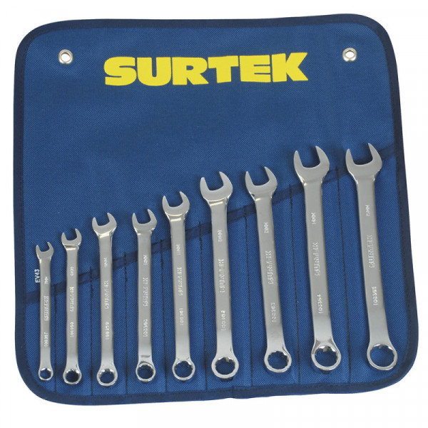 100553 SURTEK Juego de 9 llaves combinadas pulido espejo 12 puntas métricas Surtek | DIHERESA