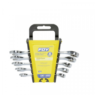 140451 FOY Juego de 5 llave combinadas pulido espejo 12 puntas métricas en rack Foy | DIHERESA