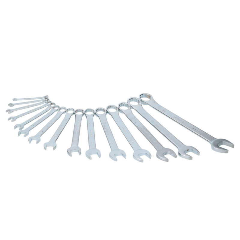 F10S SURTEK Juego de 15 llaves combinadas satinadas 12 puntas en pulgadas en rack Surtek | DIHERESA F10S SURTEK Juego de 15 llaves combinadas satinadas 12 puntas en pulgadas en rack Surtek | DIHERESA
