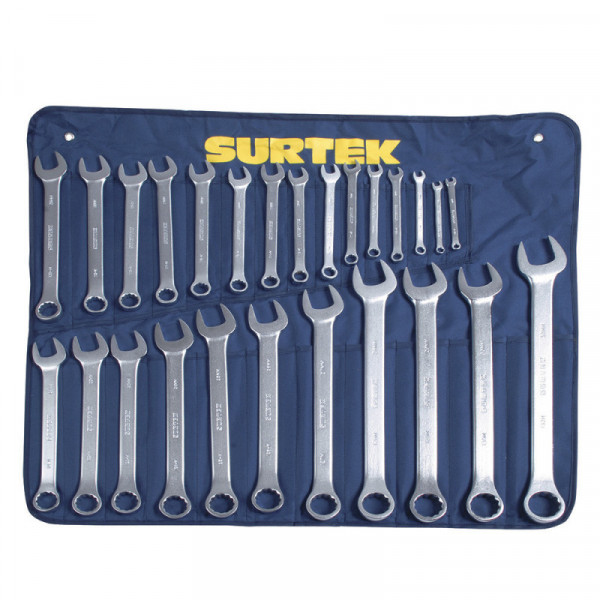 COM27M SURTEK Juego de 26 llaves combinadas satinadas 12 puntas métricas Surtek | DIHERESA