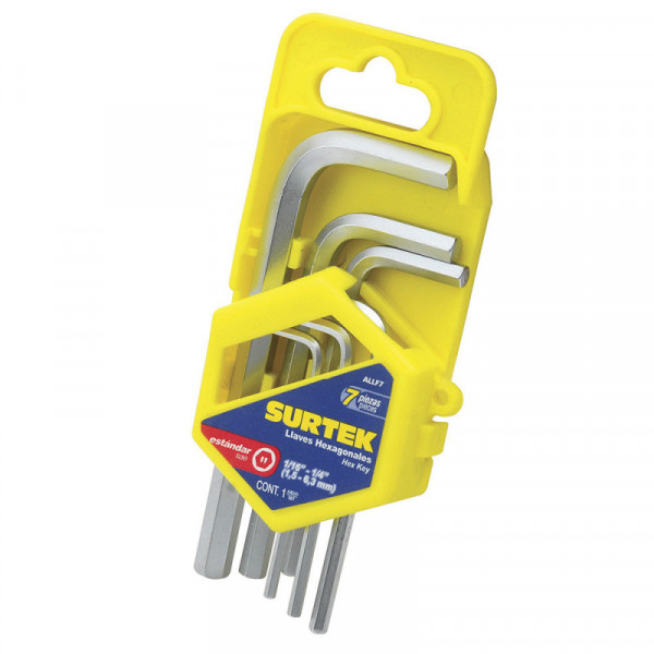 ALLF7 SURTEK Juego de 7 llaves hexagonales"L" en pulgadas en rack Surtek | DIHERESA