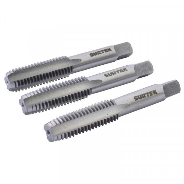 123562 SURTEK Juego de 3 machuelos de acero de alta velocidad 3/8"-16NC Surtek | DIHERESA