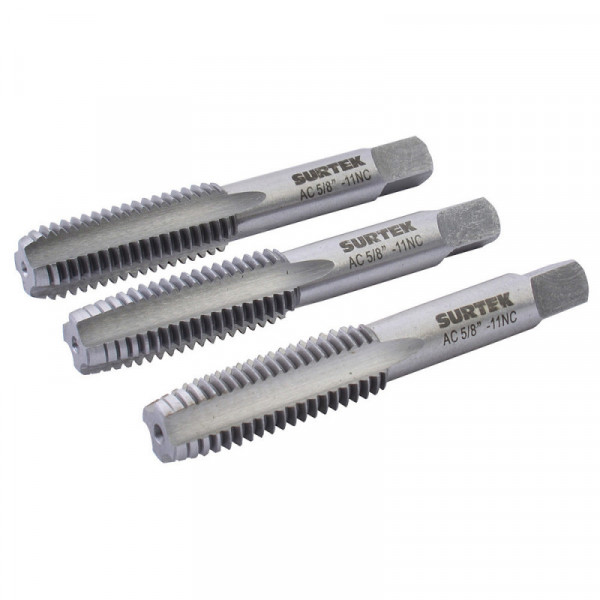 123570 SURTEK Juego de 3 machuelos de acero de alta velocidad 5/8"-11NC Surtek | DIHERESA