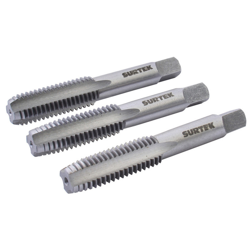 123822 SURTEK Juego de 3 machuelos de acero al carbón 1/4" - 20NC Surtek | DIHERESA 123822 SURTEK Juego de 3 machuelos de acero al carbón 1/4" - 20NC Surtek | DIHERESA