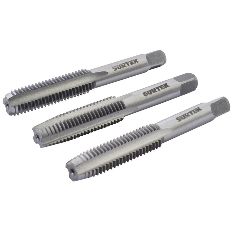 123863 SURTEK Juego de 3 machuelos de acero al carbón M8 x 1.25 Surtek | DIHERESA 123863 SURTEK Juego de 3 machuelos de acero al carbón M8 x 1.25 Surtek | DIHERESA