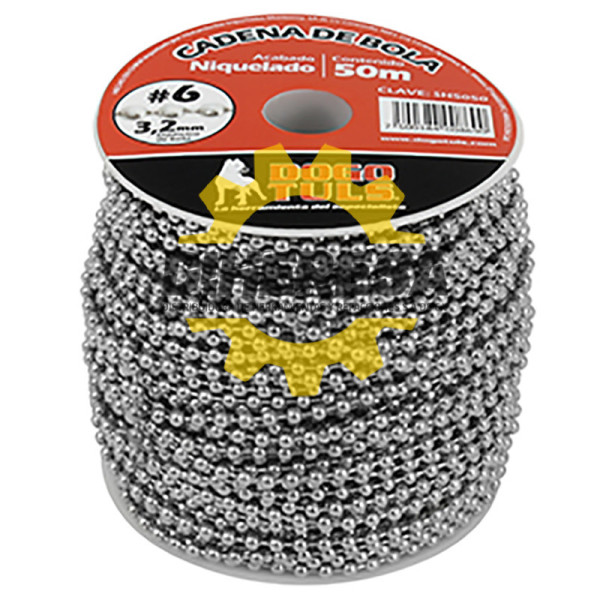 SH5050 CADENA DE BOLA No.6 3.2mm NIQUELADA 50mt DOGOTULS | DIHERESA
