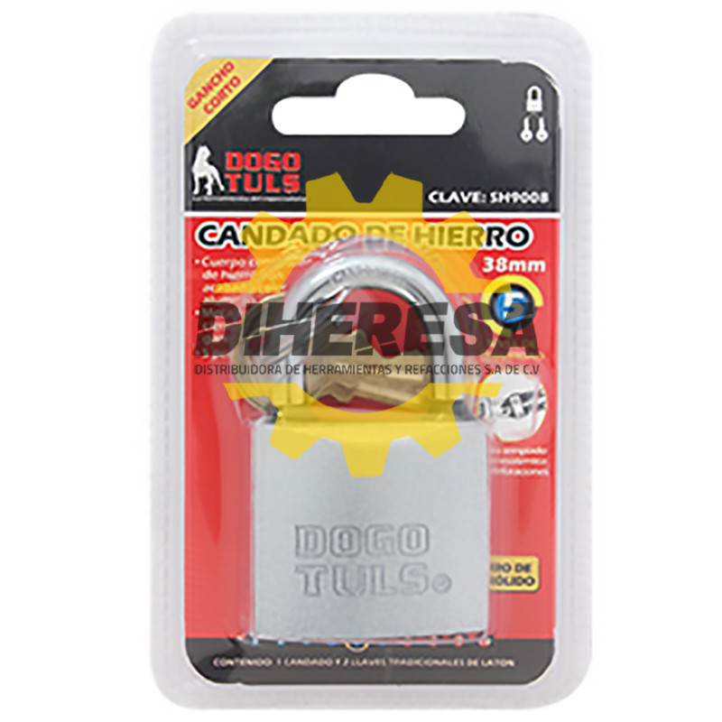 SH9008 CANDADO DE HIERRO 38MM GANCHO CORTO DOGOTULS | DIHERESA SH9008 CANDADO DE HIERRO 38MM GANCHO CORTO DOGOTULS | DIHERESA