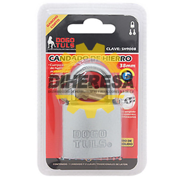 SH9008 CANDADO DE HIERRO 38MM GANCHO CORTO DOGOTULS | DIHERESA