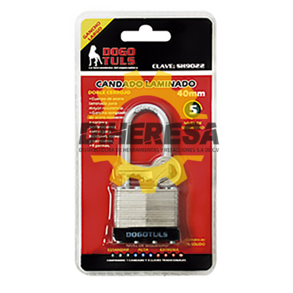 SH9022 CANDADO LAMINADO 40mm GANCHO LARGO DOGOTULS | DIHERESA
