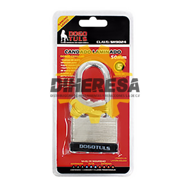 SH9024 CANDADO LAMINADO 50mm  GANCHO LARGO DOGOTULS | DIHERESA