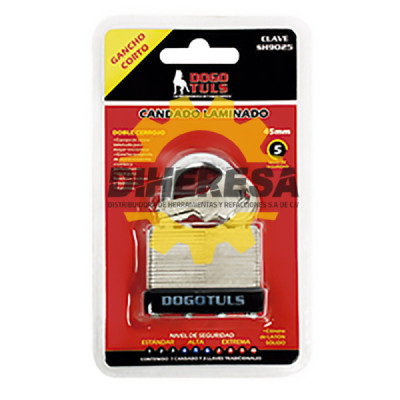 SH9025 CANDADO LAMINADO 45mm  GANCHO CORTO DOGOTULS | DIHERESA