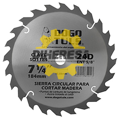 SQ1184 SIERRA CIRCULAR MADERA 7-1/4 24D ENT5/8  pulgadas  DOGOTULS