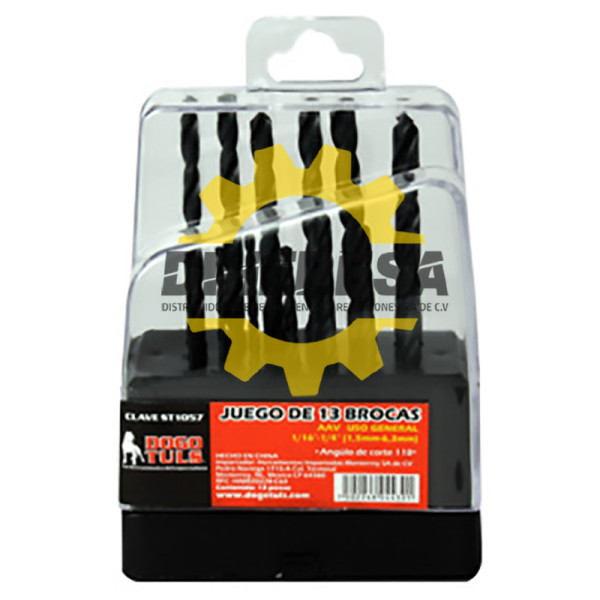 ST1057 JUEGO 13 BROCAS USO GENERAL 1/16''-1/4'' DOGOTULS | DIHERESA