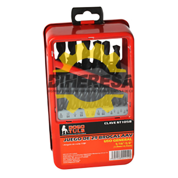 ST1058 JUEGO 29 BROCAS USO GENERAL 1/16''-1/2'' DOGOTULS | DIHERESA