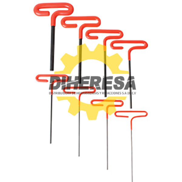 TF2420 JUEGO 8 LLAVES T 6'' VINIL 3/32-1/4 HEX DOGOTULS | DIHERESA