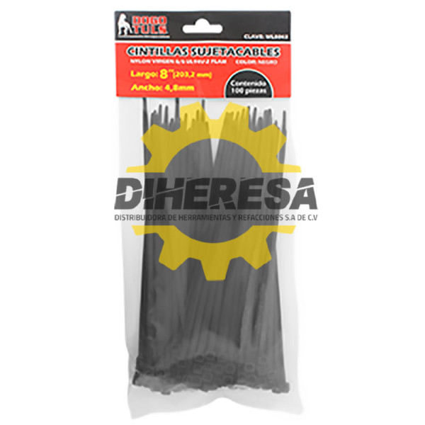 Cintilla sujetacable 8" negrac/100 WL8043 DOGOTULS