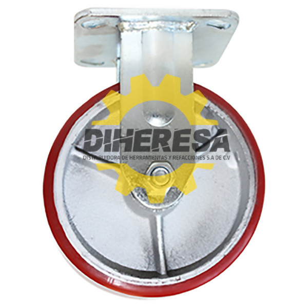 ZF5060 RODAJA FIERRO PU ROJO FIJA 6'' DOGOTULS | DIHERESA