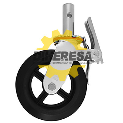 ZF5152 RODAJA ANDAMIO HULE FIERRO GIRA FRENO 8'' DOGOTULS | DIHERESA