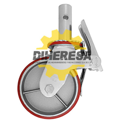 ZF5154 RODAJA ANDAMIO FIERRO Y PU GIRA FRENO 6'' DOGOTULS | DIHERESA