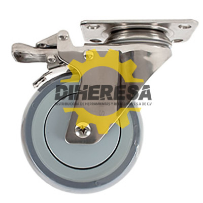 ZF5176 RODAJA ACERO INOX TPR GIRATORIA Y FRENO  4'' DOGOTULS | DIHERESA