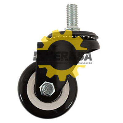 ZF5188 RODAJA PVC NEGRO ESPIGA ROSCADA 1/2'' - 13 SAE, GIRA  2 1/2'' DOGOTULS | DIHERESA