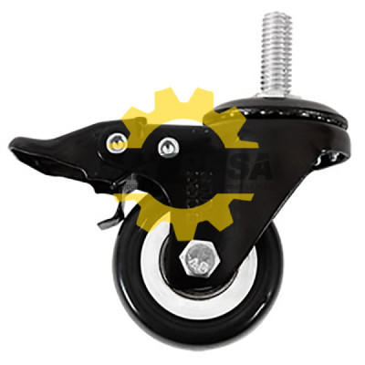 ZF5190 RODAJA PVC NEGRO ESPIGA ROSCADA 3/8'' - 16 SAE, GIRA FRENO 2'' DOGOTULS | DIHERESA