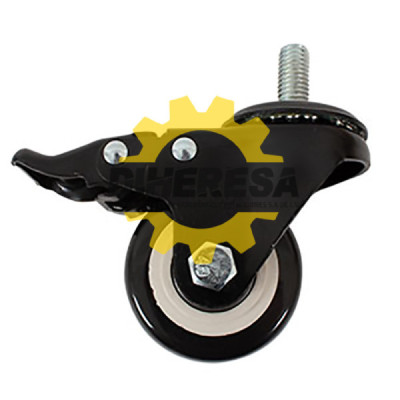 ZF5191 RODAJA PVC NEGRO ESPIGA ROSCADA 1/2'' - 13 SAE, GIRA FRENO 2 1/2'' DOGOTULS | DIHERESA