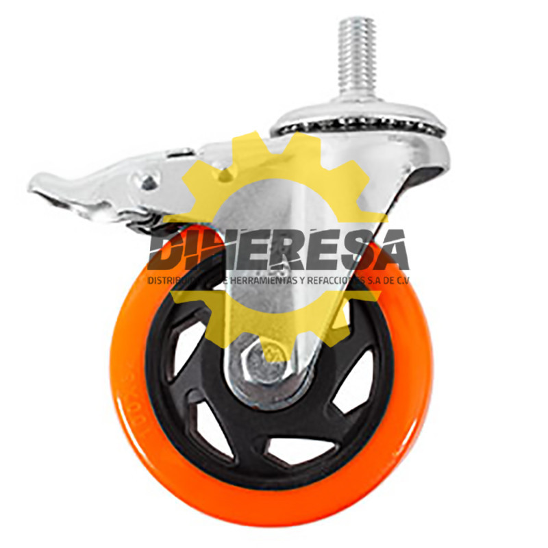ZF5197 RODAJA PVC NARANJA ESPIGA ROSCADA 1/2 FRENO 4'' DOGOTULS | DIHERESA ZF5197 RODAJA PVC NARANJA ESPIGA ROSCADA 1/2 FRENO 4'' DOGOTULS | DIHERESA
