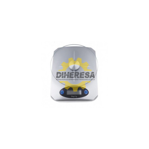 BASCULA DIGITAL DE COCINA, CAPACIDAD MAXIMA DE 5KG. PLATA CON CRISTAL DE 4MM SILVERLINE | DIHERESA