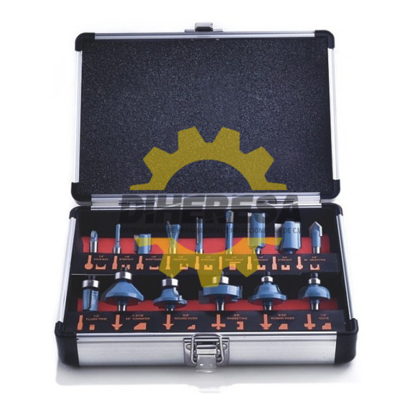 BROCAS PARA RAUTER ESTUCHE CON 15 PZAS SILVERLINE | DIHERESA