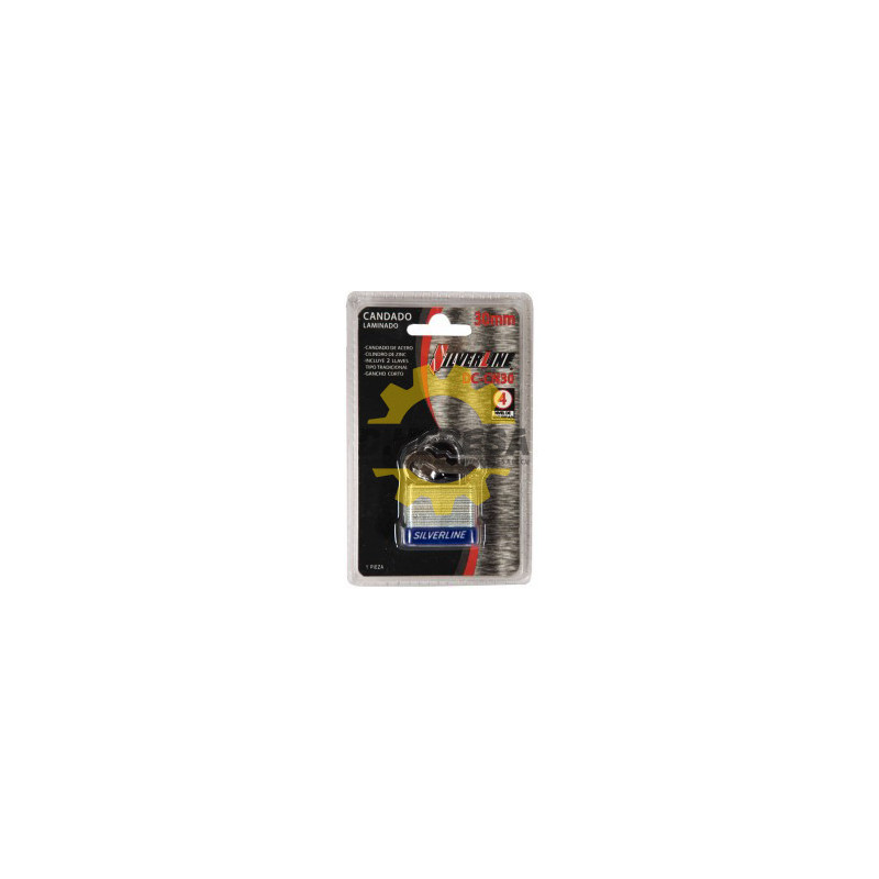 CANDADO LAMINADO CUERPO DE ACERO, CIL.DE ZINC, C/2 LLAVES TIPO TRADICIONAL NIVEL DE SEG.3, 30 MM SILVERLINE | DIHERESA CANDADO LAMINADO CUERPO DE ACERO, CIL.DE ZINC, C/2 LLAVES TIPO TRADICIONAL NIVEL DE SEG.3, 30 MM SILVERLINE | DIHERESA