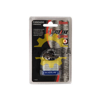 DC-CN40CANDADO LAMINADO CUERPO DE ACERO, CIL.DE ZINC, C/2 LLAVES TIPO TRADICIONAL NIVEL DE SEG.3, 40 MM SILVERLINE