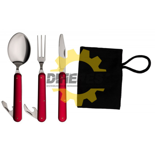 KIT DE CUBIERTOS CON MANGO EN ALUMINIO Y UTENCILIOS EN ACERO INOXIDABLE INCLUYE ESTUCHE EN NYLON SILVERLINE | DIHERESA