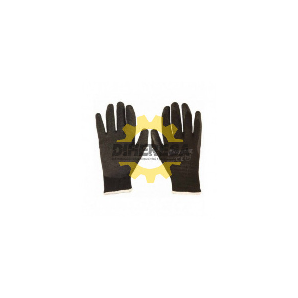 GUANTE NEGRO DE POLIESTER, CON DEDOS DE LATEX  8 SILVERLINE | DIHERESA