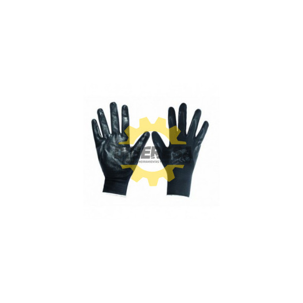 GUANTE NEGRO DE NYLON, CON DEDOS DE NITRILO  9 SILVERLINE | DIHERESA