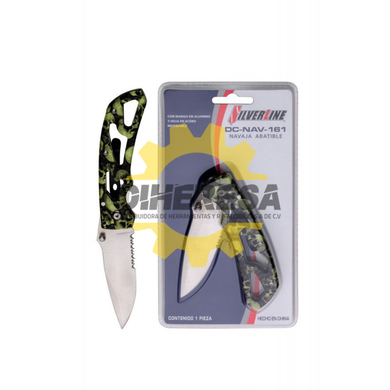 NAVAJA ABATIBLE CON MANGO EN ALUMINIO Y HOJA EN ACERO INOXIDABLE SILVERLINE | DIHERESA NAVAJA ABATIBLE CON MANGO EN ALUMINIO Y HOJA EN ACERO INOXIDABLE SILVERLINE | DIHERESA