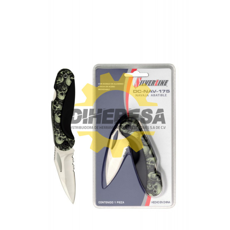 NAVAJA ABATIBLE CON MANGO EN ALUMINIO Y HOJA EN ACERO INOXIDABLE SILVERLINE | DIHERESA NAVAJA ABATIBLE CON MANGO EN ALUMINIO Y HOJA EN ACERO INOXIDABLE SILVERLINE | DIHERESA