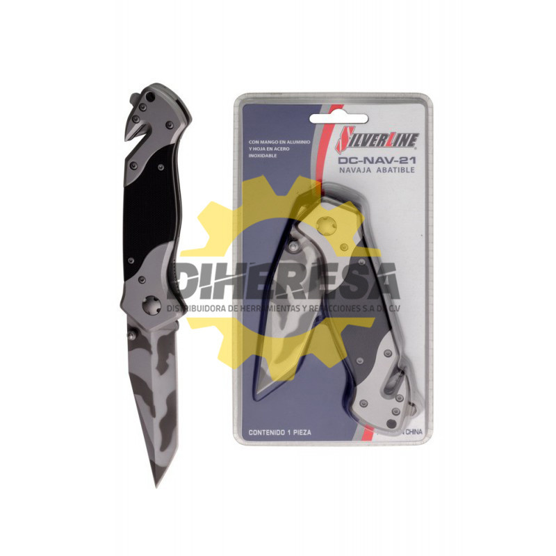 NAVAJA ABATIBLE CON MANGO EN ALUMINIO Y HOJA EN ACERO INOXIDABLE SILVERLINE | DIHERESA NAVAJA ABATIBLE CON MANGO EN ALUMINIO Y HOJA EN ACERO INOXIDABLE SILVERLINE | DIHERESA